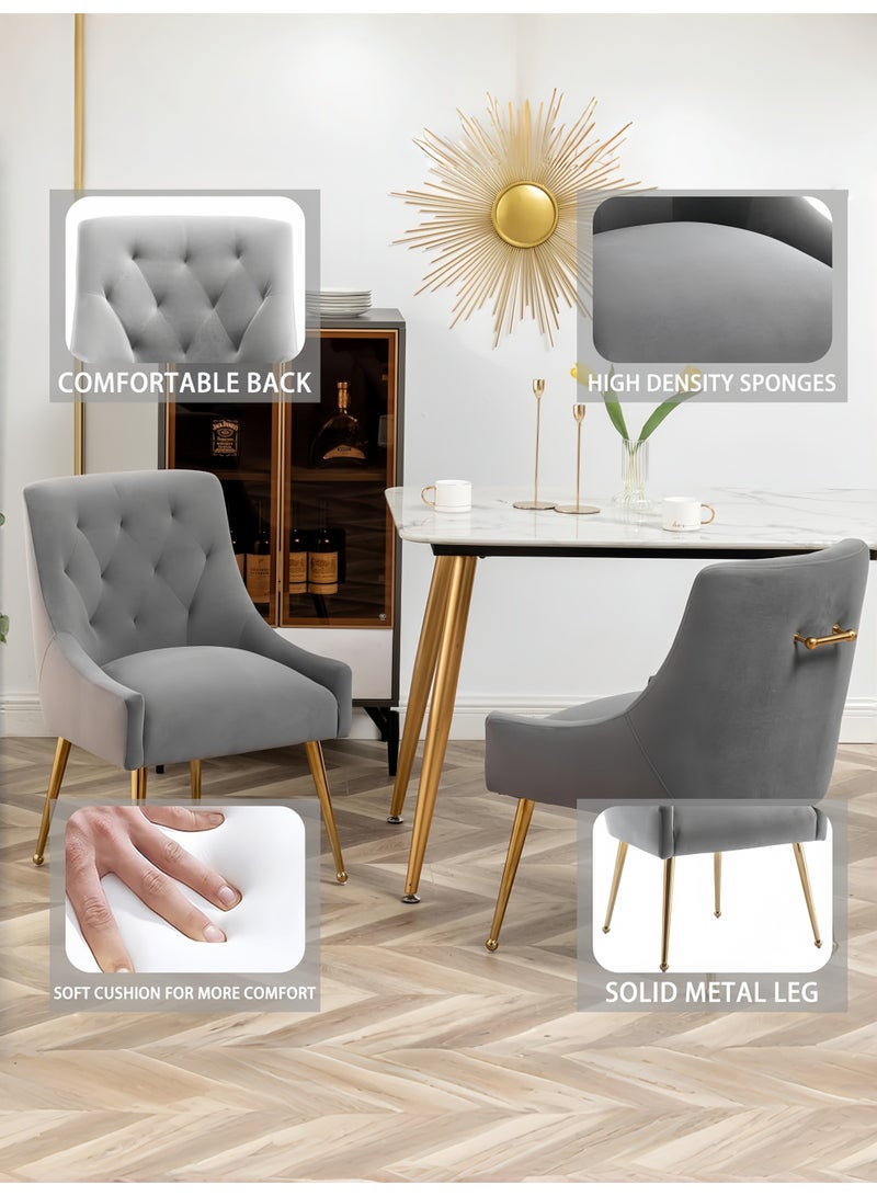 SEYNAR Dining Chair Set of 2,Modern Velvet Dining Chairs with Gold Legs,Elegant Tufted Accent Chairs for Reception, Living Room or Study Room - Image 5